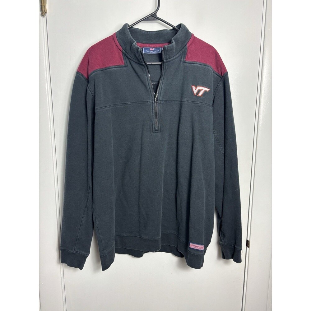 Vineyard Vines Virginia Tech Hokies Quarter Zip Mens XL Sweatshirt Pullover